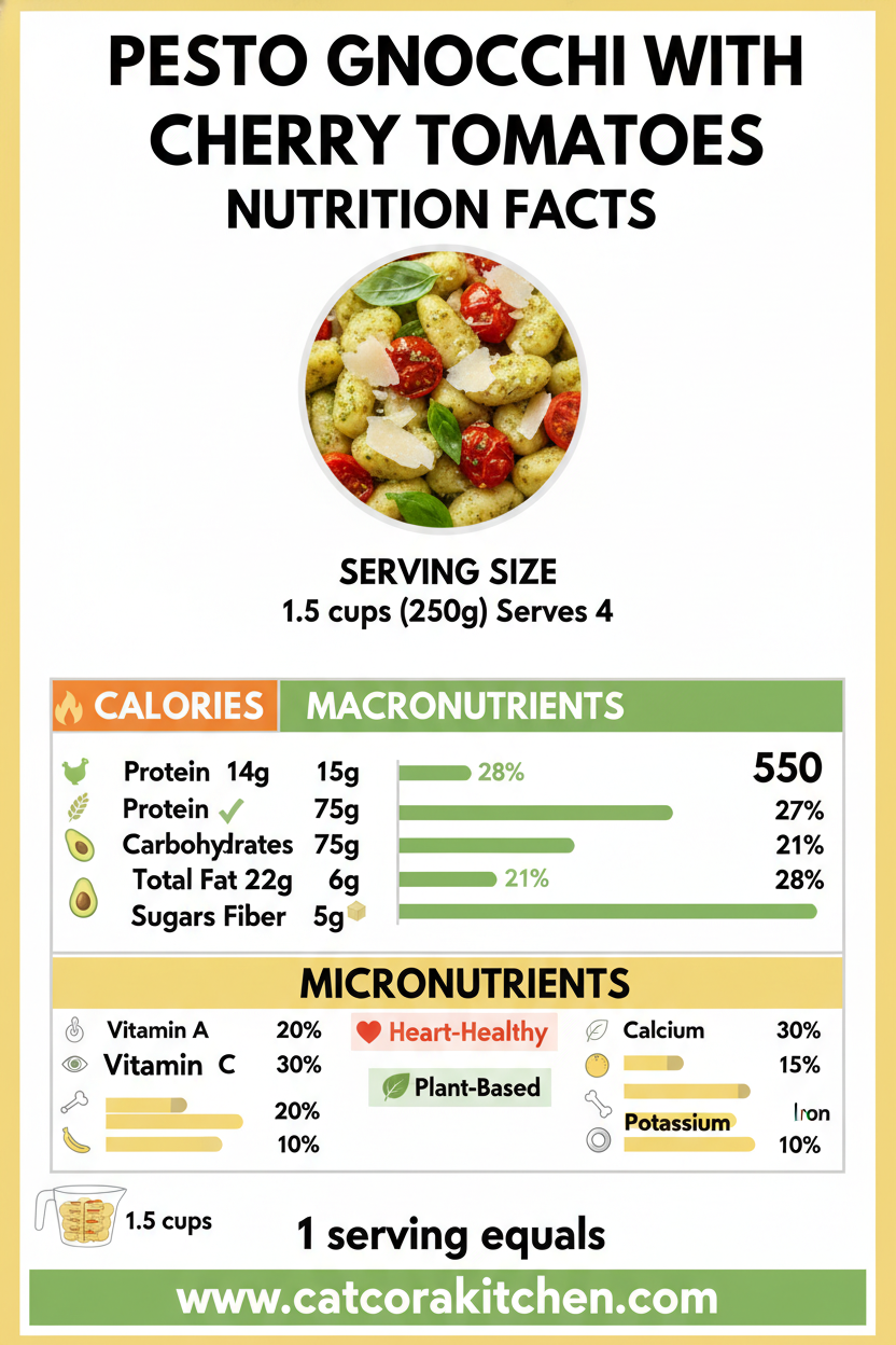Pesto gnocchi with cherry tomatoes nutritional information