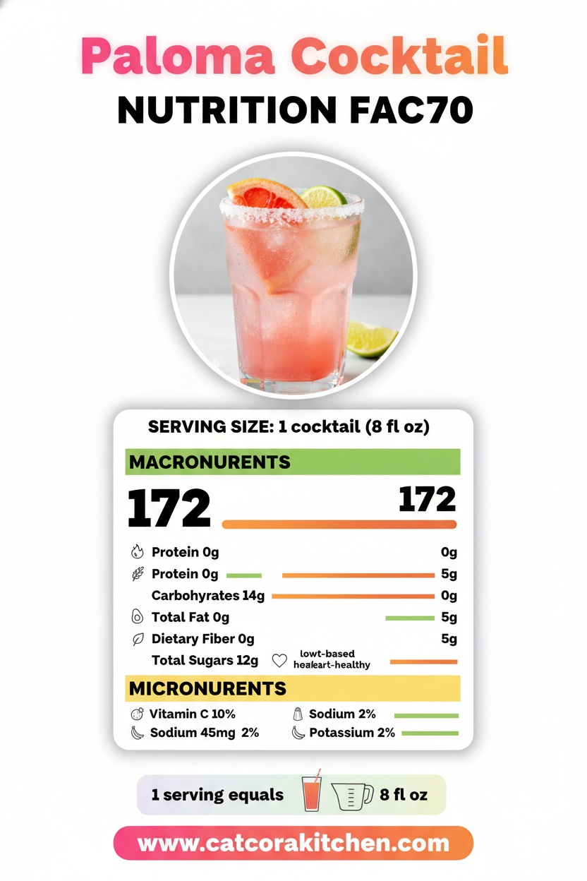 Paloma cocktail nutritional information