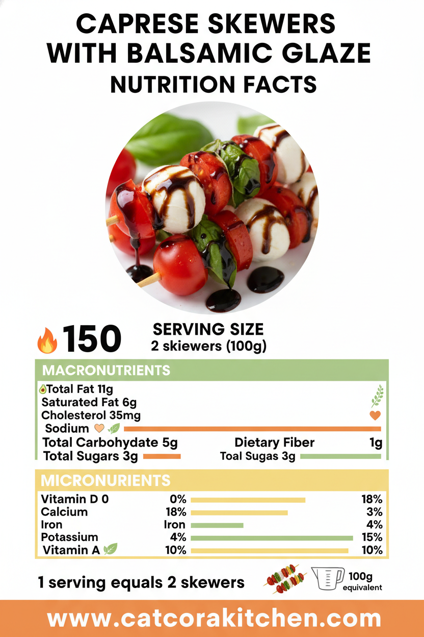 Caprese skewers with balsamic glaze nutritional information