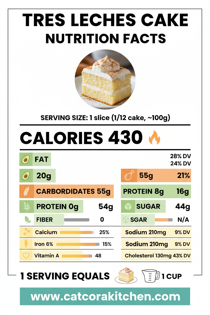 Tres leches cake nutritional information