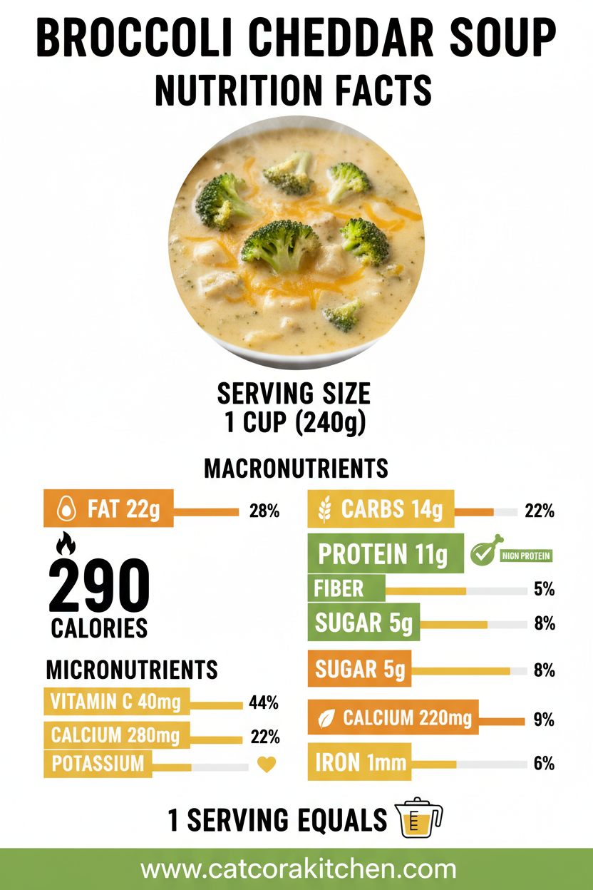 Broccoli cheddar soup nutritional information