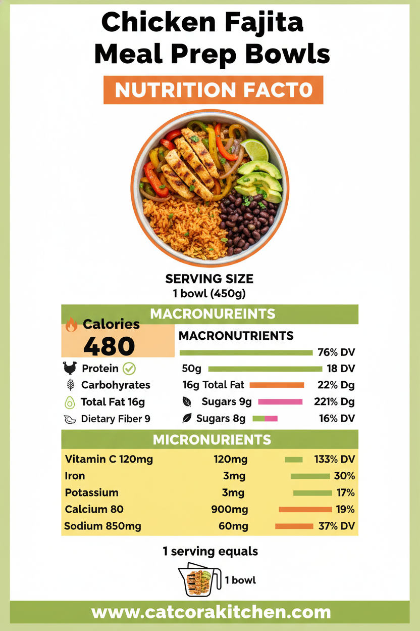 Chicken fajita meal prep bowls nutritional information