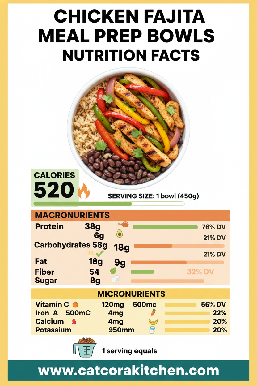 Chicken fajita meal prep bowls nutritional information