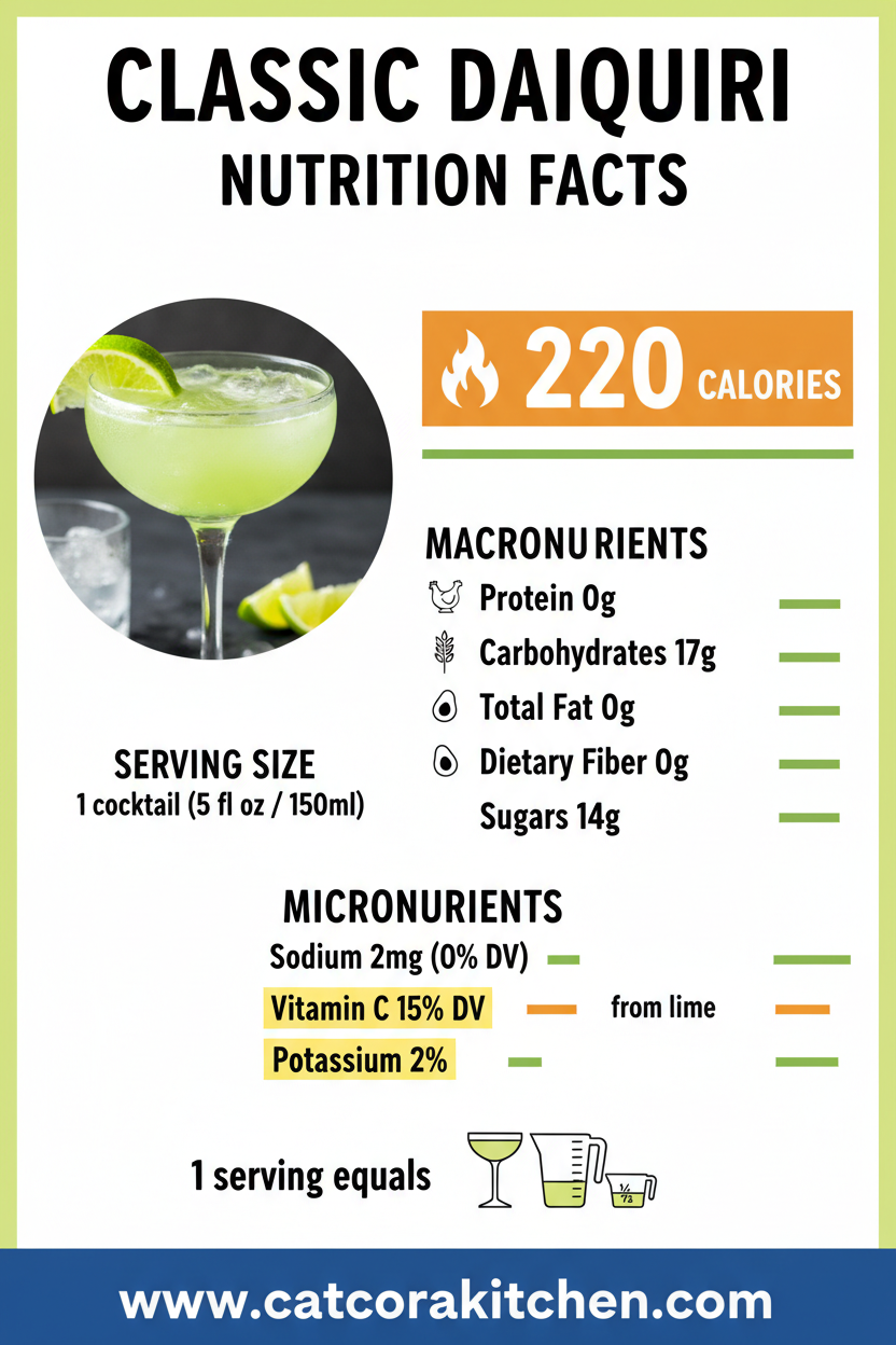 Classic daiquiri recipe nutritional information