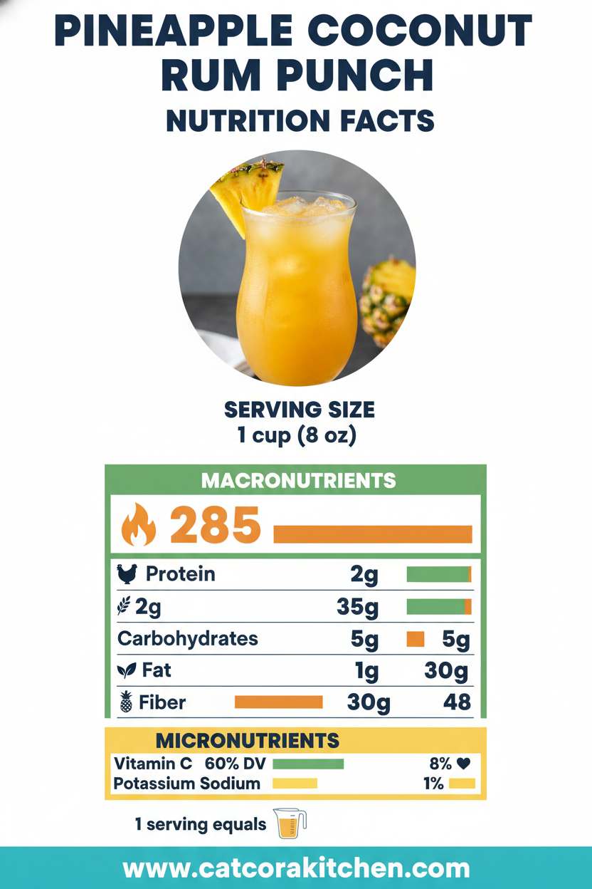 Pineapple coconut rum punch nutritional information