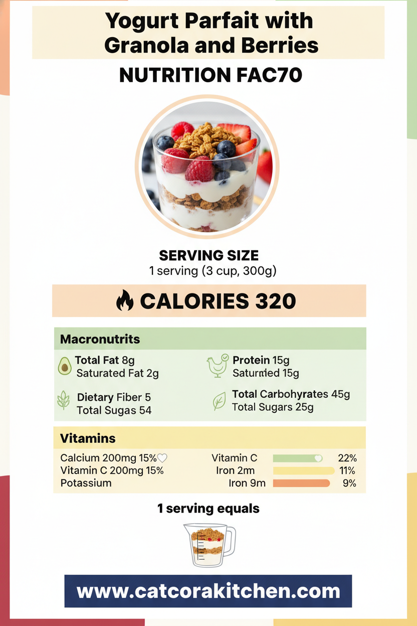 Yogurt parfait with granola and berries nutritional information