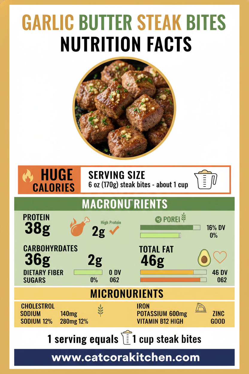 Garlic butter steak bites nutritional information
