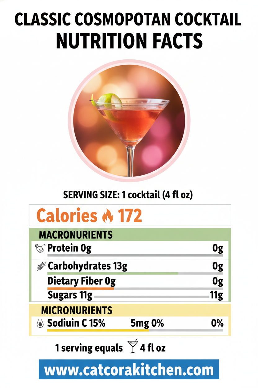 Classic cosmopolitan cocktail nutritional information