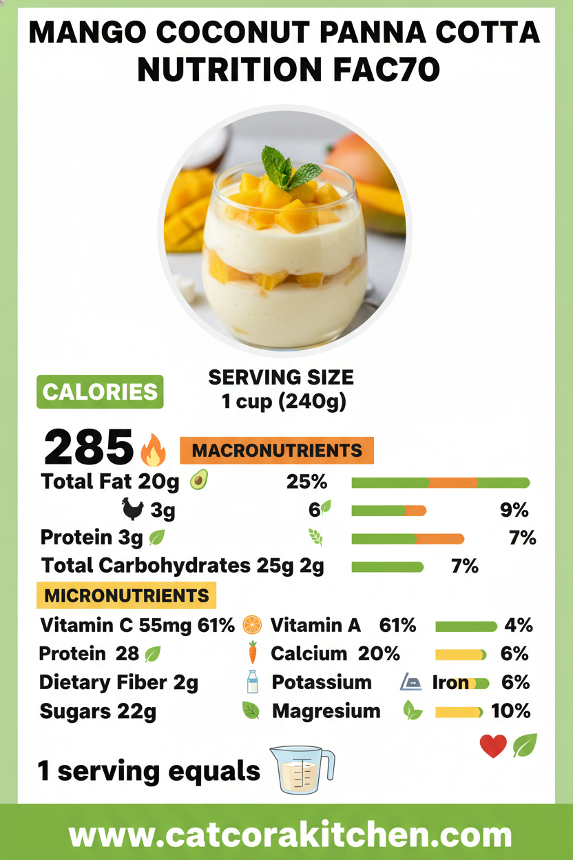 Mango coconut panna cotta nutritional information