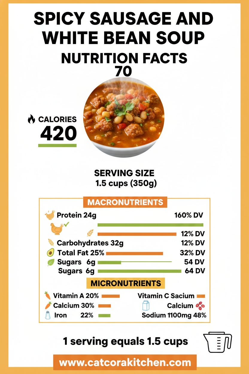 Spicy sausage and white bean soup nutritional information