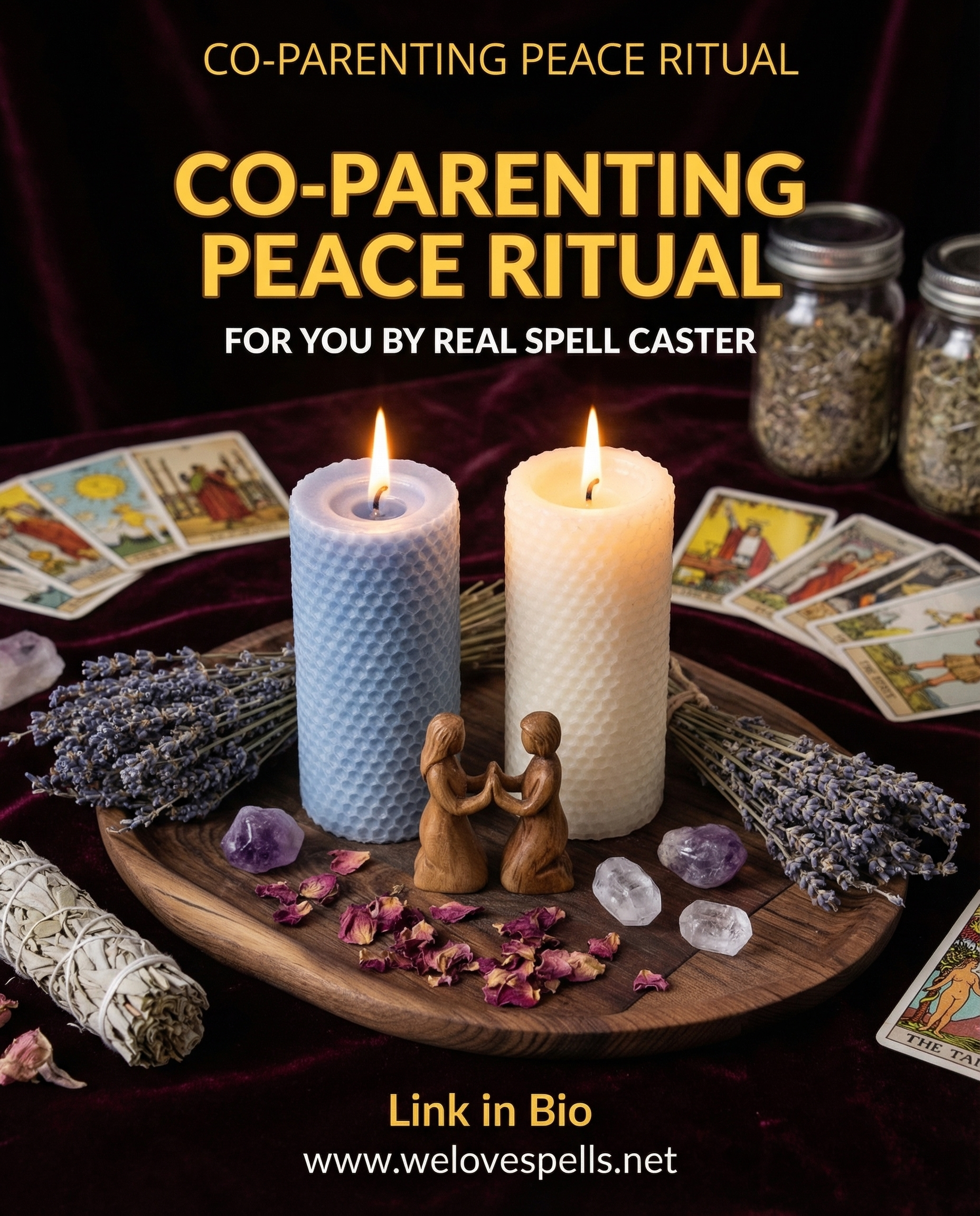 Co-Parenting Peace Ritual Spell Candle and Crystals for Harmony