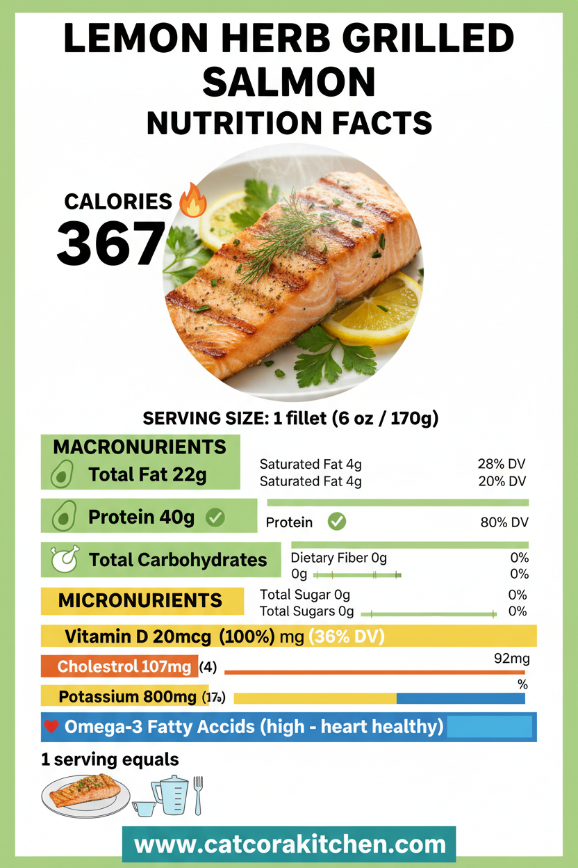 Lemon herb grilled salmon nutritional information