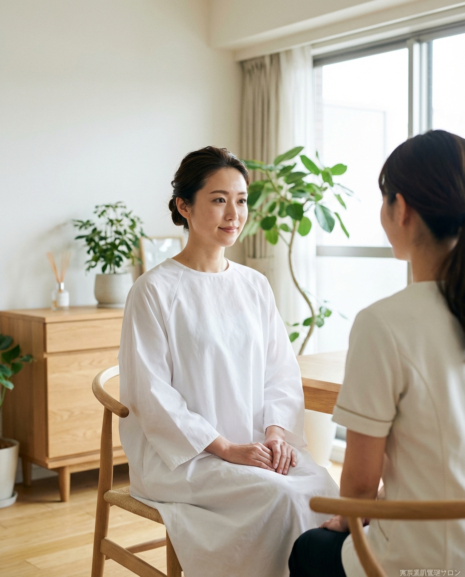 東京美肌管理サロン　カウンセリング風景