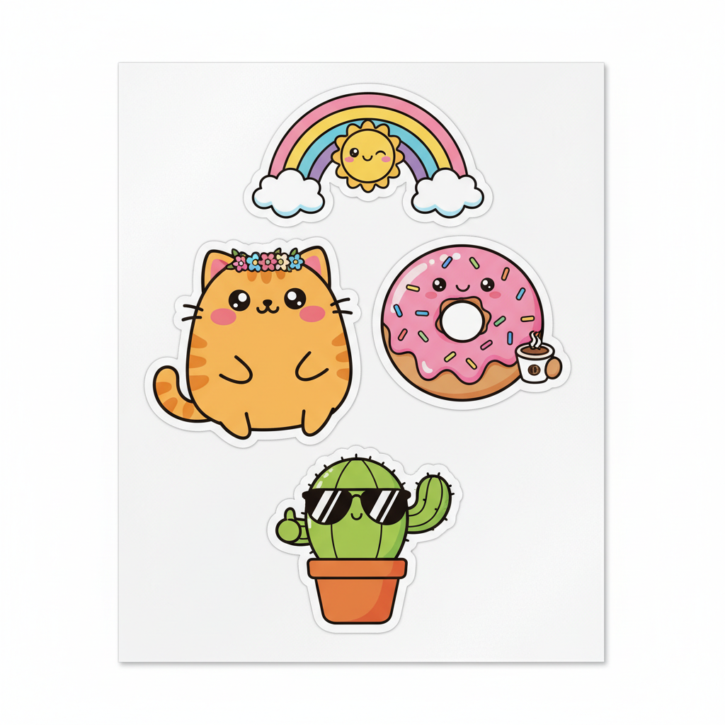 Kawaii cute stickers made with AI sticker maker