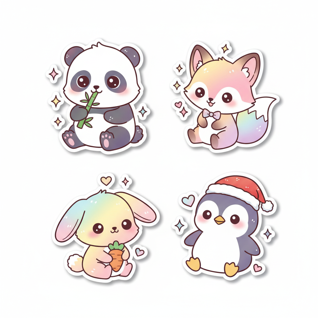 Cute animal sticker pack made with AI sticker generator