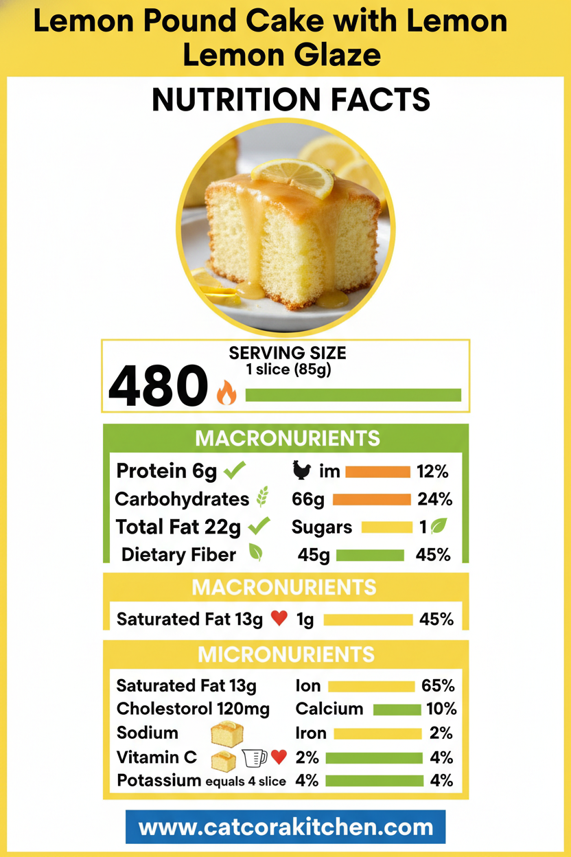 Lemon pound cake with lemon glaze nutritional information