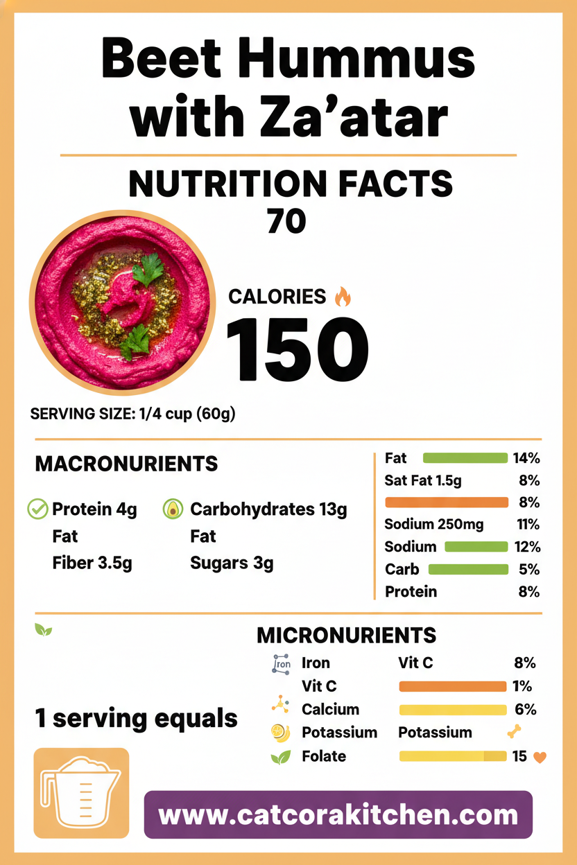 Beet hummus with za'atar nutritional information