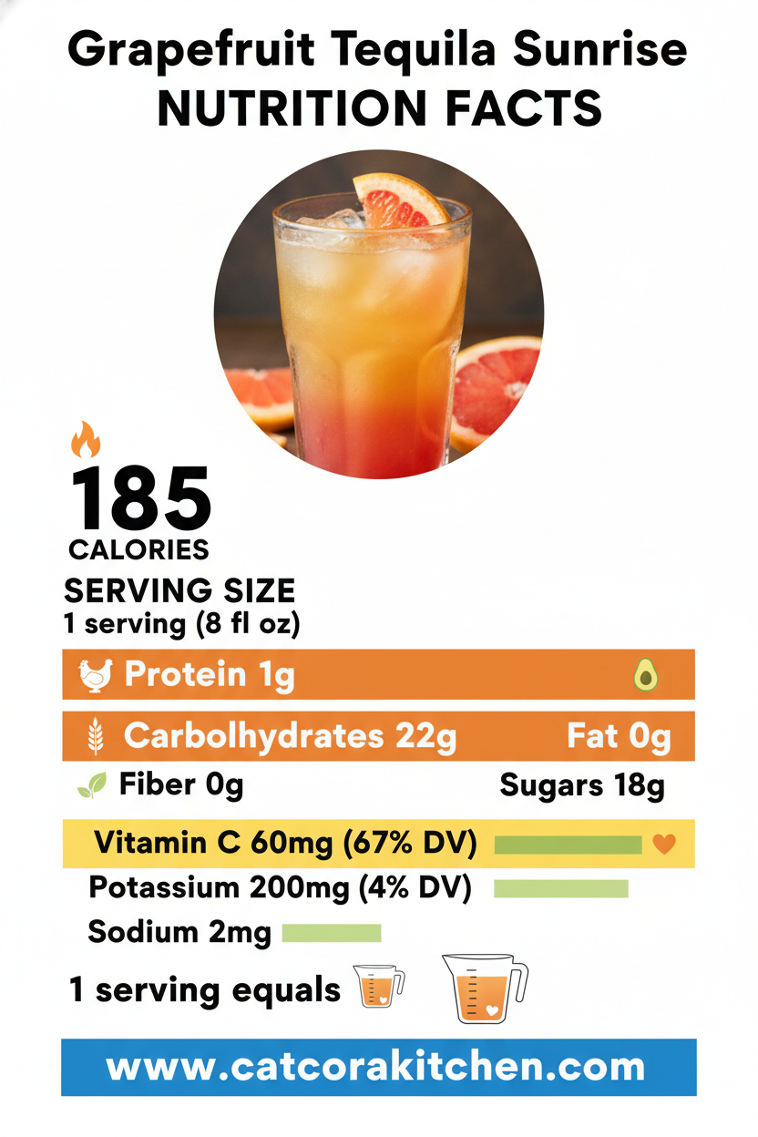 Grapefruit tequila sunrise nutritional information