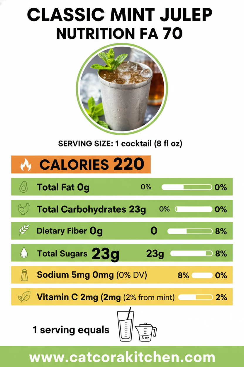 Classic mint julep nutritional information
