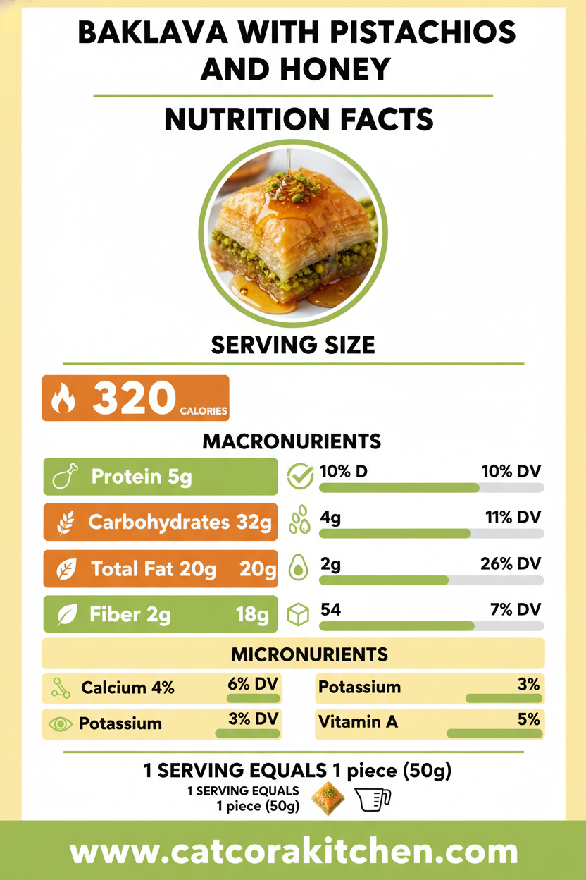 Baklava with pistachios and honey nutritional information