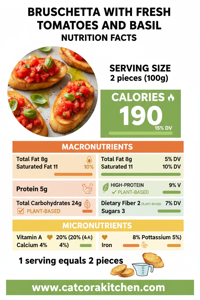 Bruschetta with fresh tomatoes and basil nutritional information