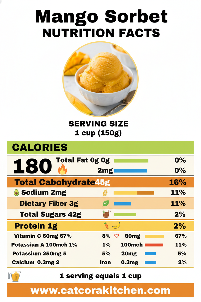 Mango sorbet nutritional information