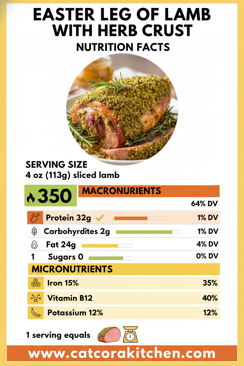 Easter leg of lamb with herb crust nutritional information
