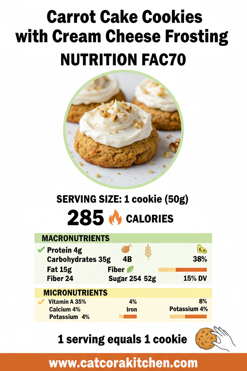 Carrot cake cookies with cream cheese frosting nutritional information