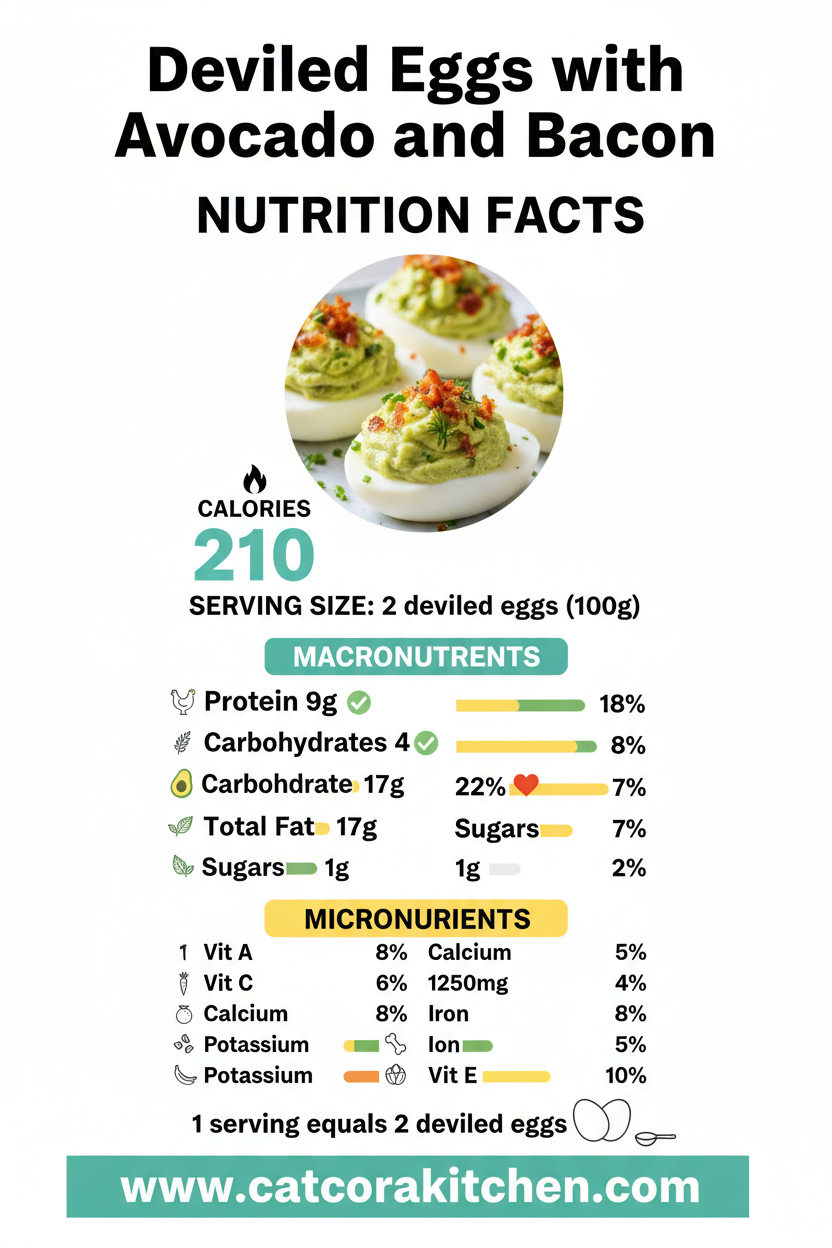 Deviled eggs with avocado and bacon nutritional information