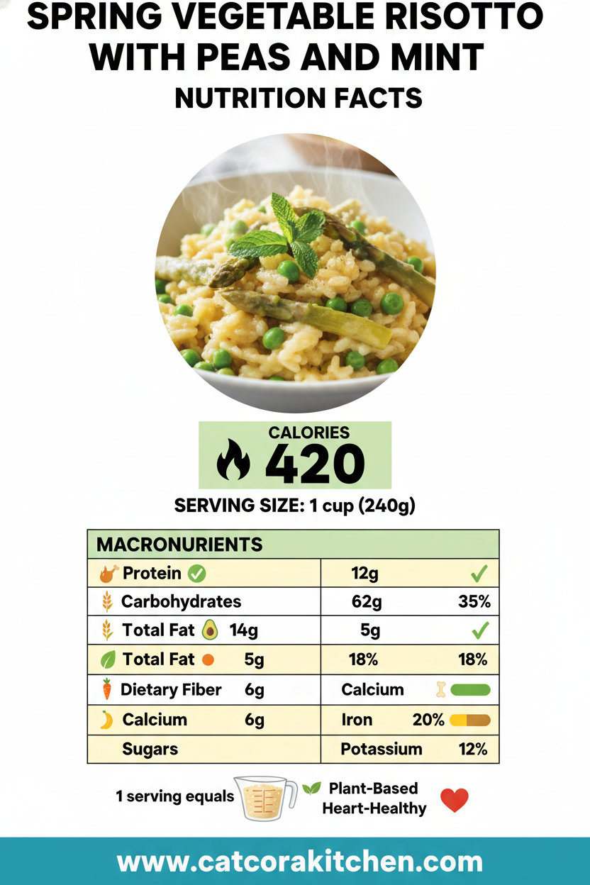 Spring vegetable risotto with peas and mint nutritional information