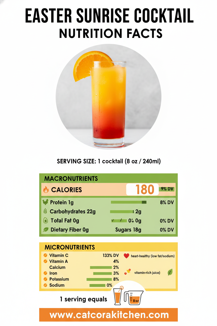 Easter sunrise cocktail nutritional information