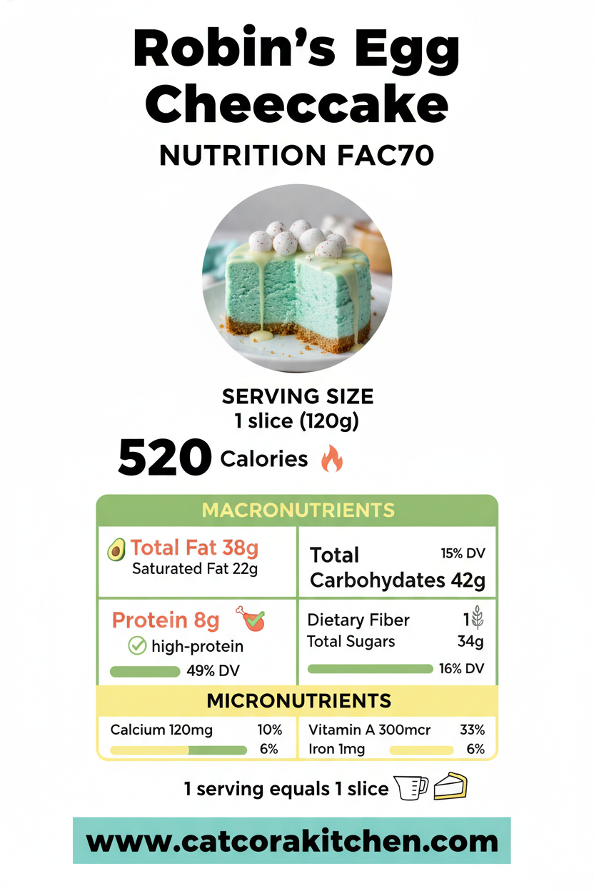 Robin's egg cheesecake nutritional information