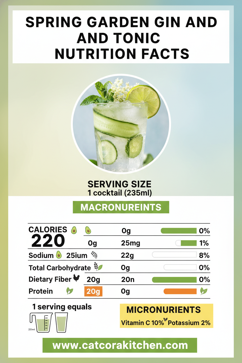 Spring garden gin and tonic nutritional information