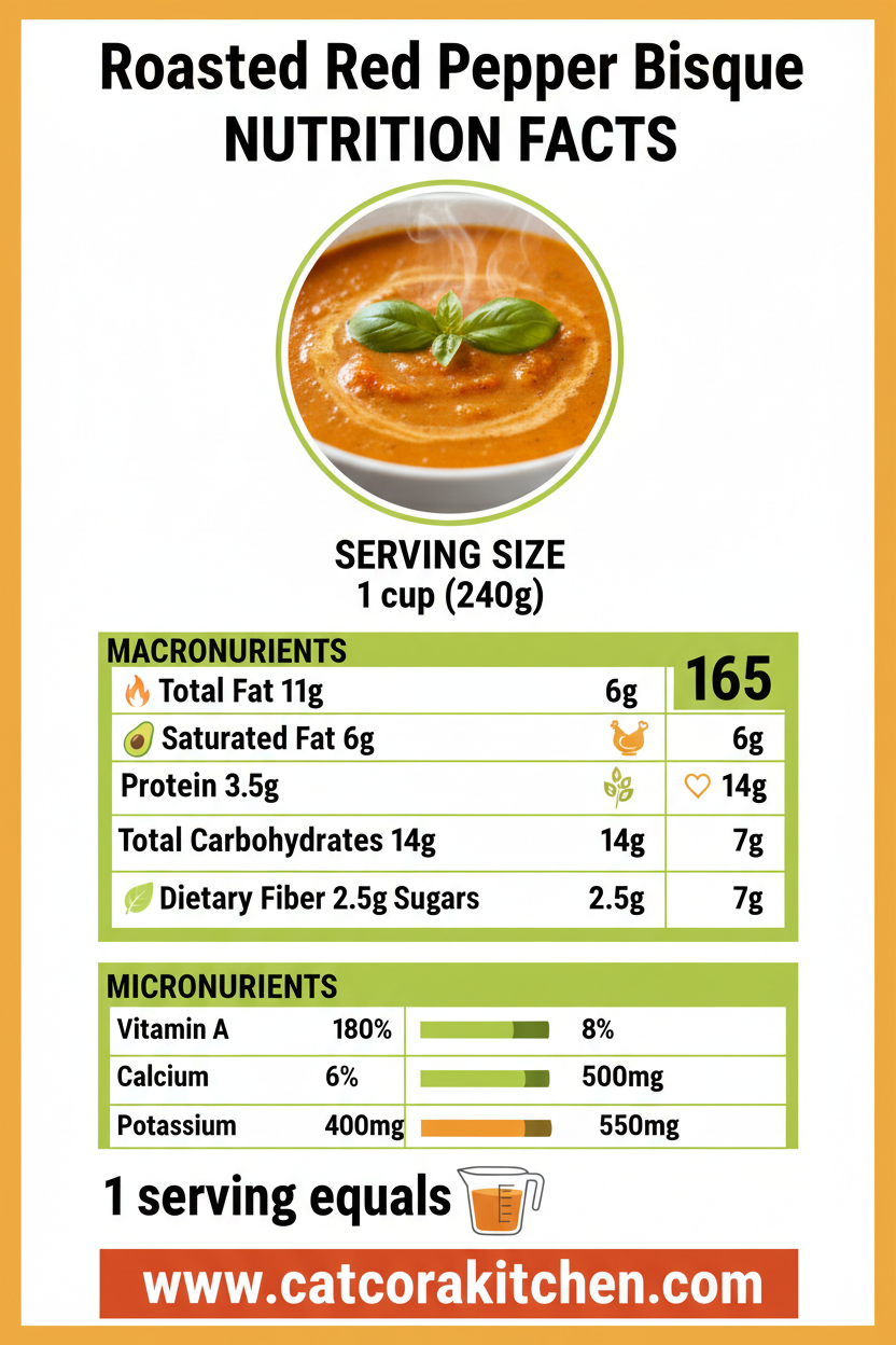 Roasted red pepper bisque nutritional information