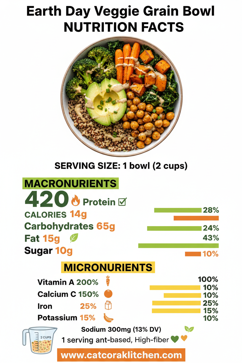 Earth day veggie grain bowl nutritional information