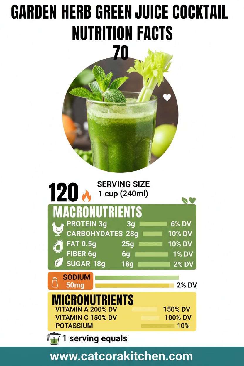 Garden herb green juice cocktail nutritional information