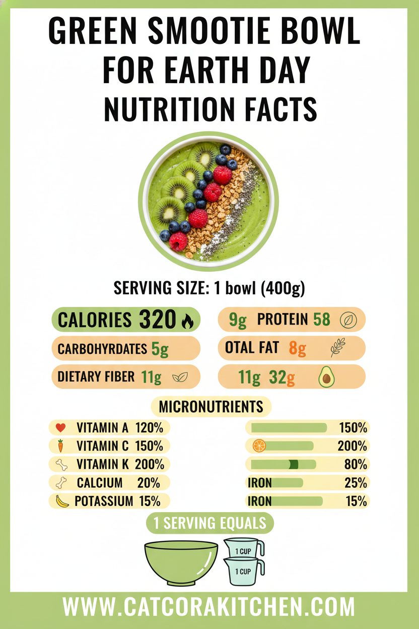 Green smoothie bowl for earth day nutritional information