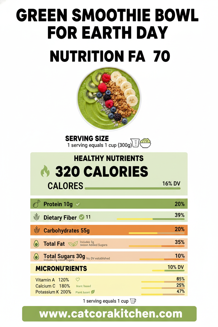 Green smoothie bowl for Earth Day nutritional information