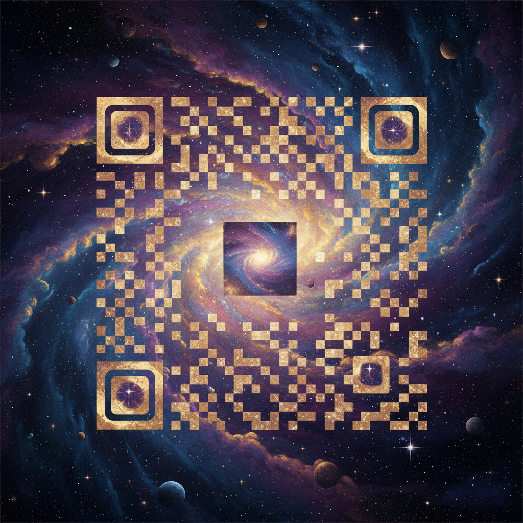 AI QR Code Art with Galaxy Stars Design