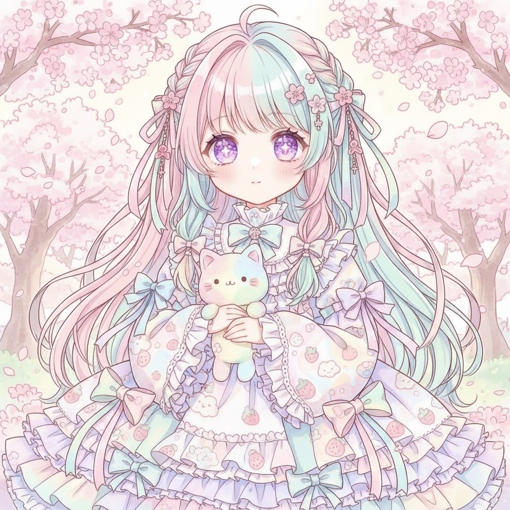 AI anime character illustration with kawaii style and pastel colors