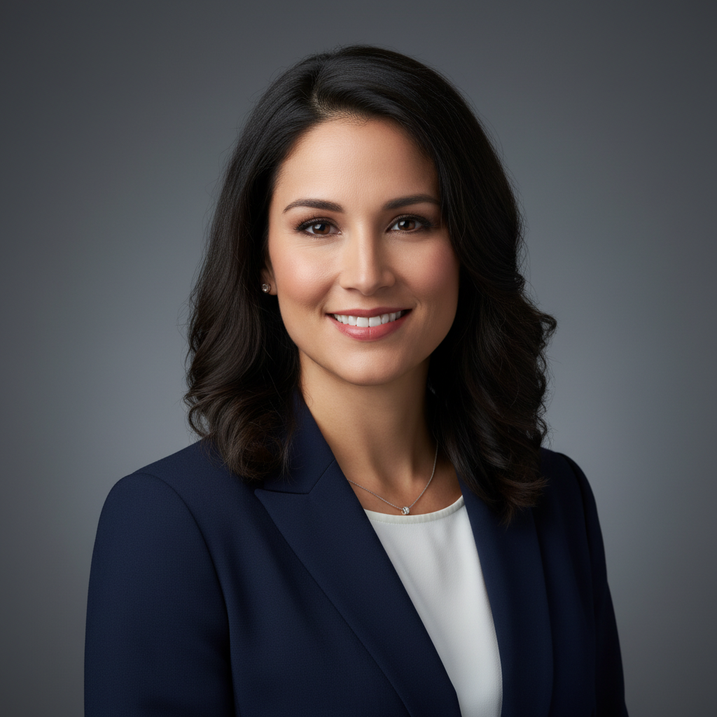 AI generated professional corporate headshot of a businesswoman