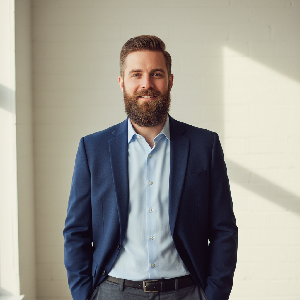 AI generated professional headshot of a man in business casual