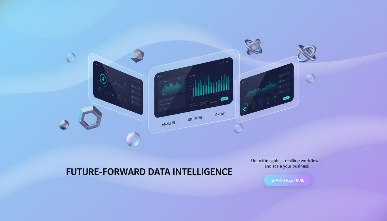 AI website design images for SaaS landing page hero with 3D shapes