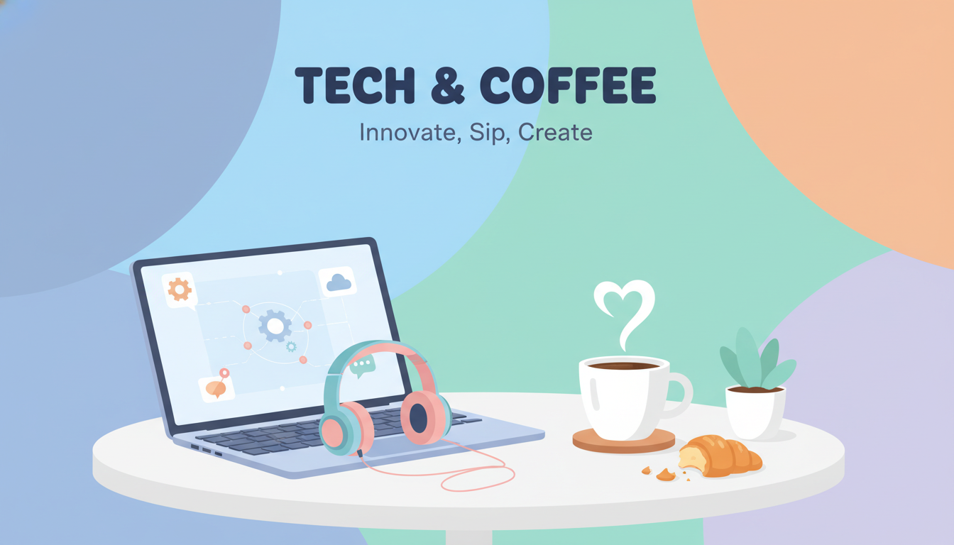 AI blog header illustration with flat design style