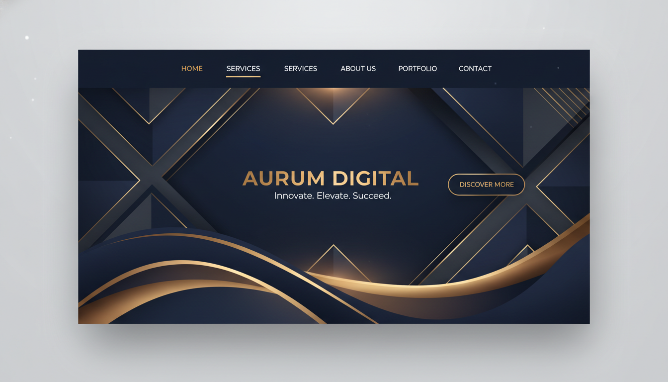 Corporate agency website hero with geometric patterns