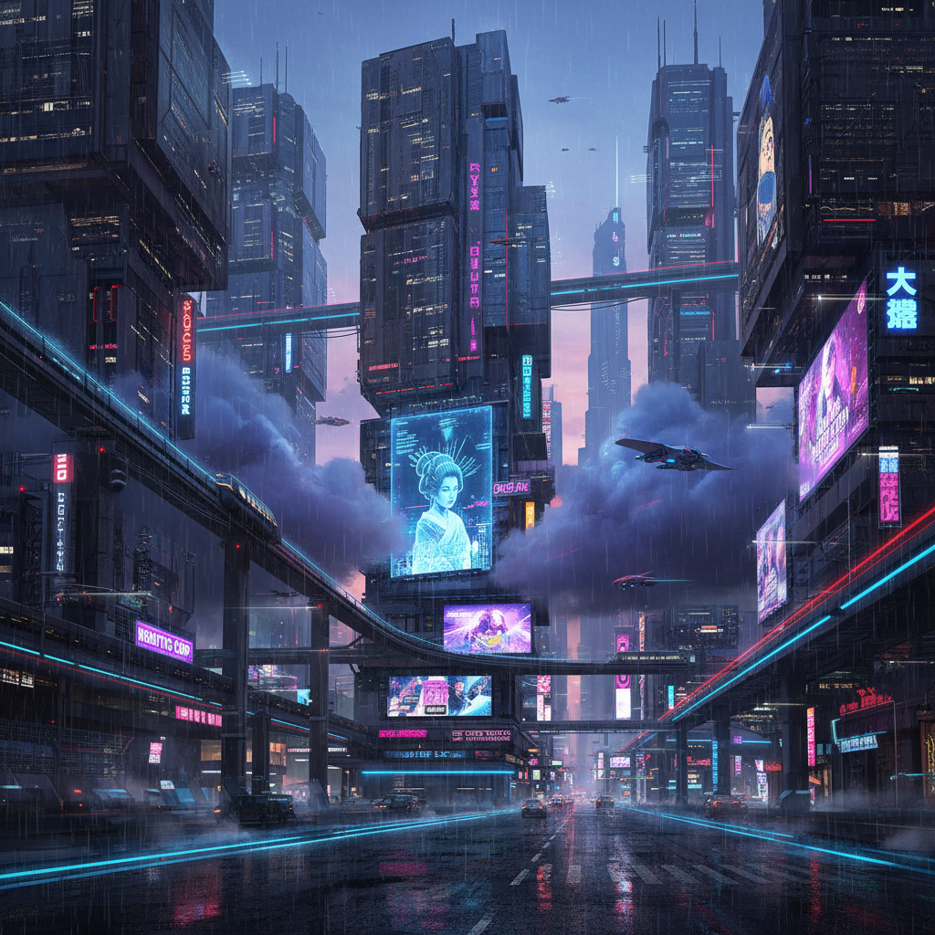 AI image tools comparison — cyberpunk cityscape concept art in 4K