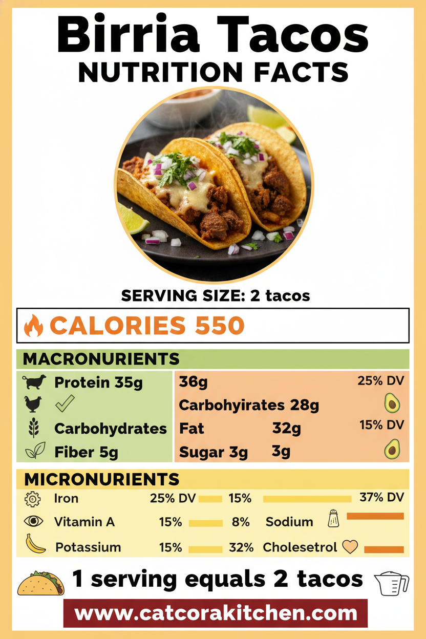 Birria Tacos nutritional information