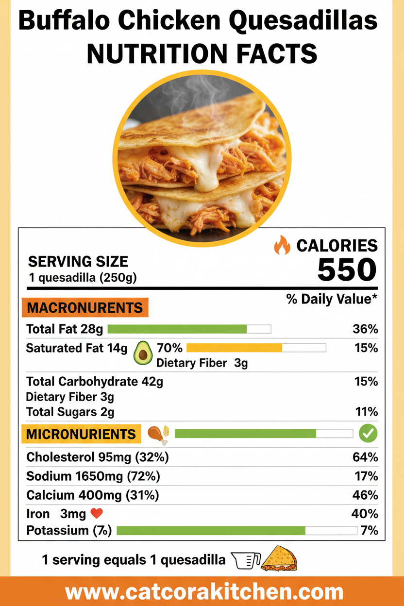Buffalo Chicken Quesadillas nutritional information