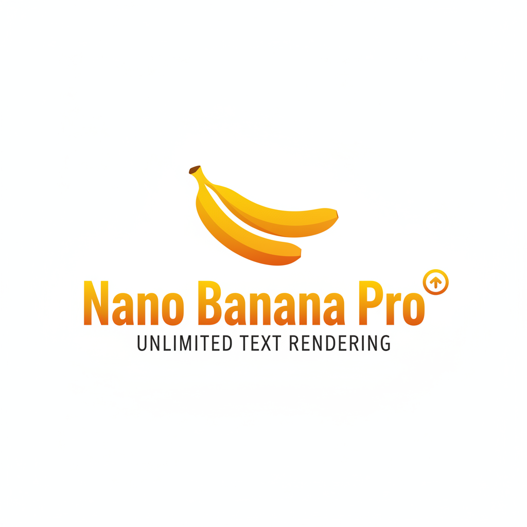 Nano Banana Pro Free Unlimited — minimalist logo with crisp readable text rendering, 4K vector-quality