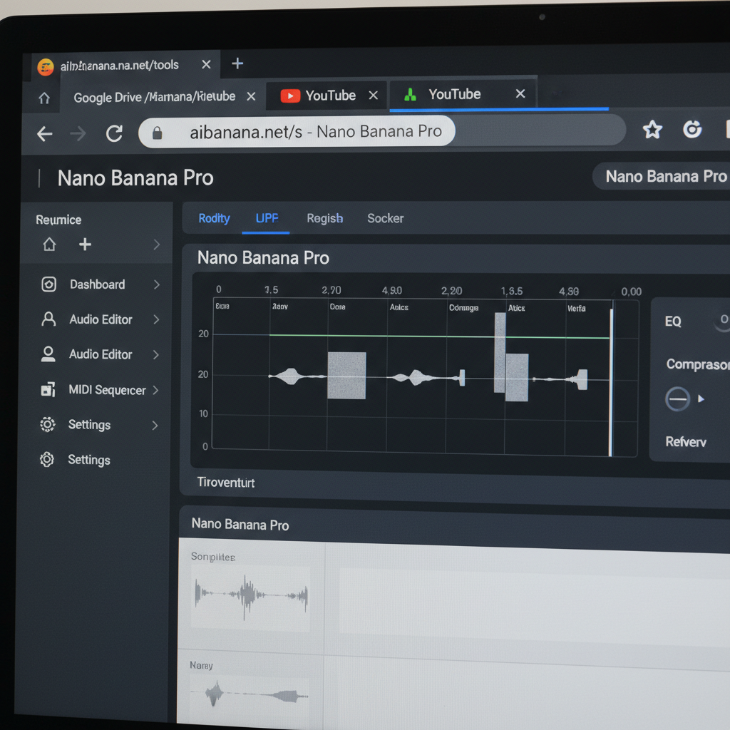Browser address bar showing aibanana.net Nano Banana Pro web app — Chrome and Safari compatible, no login needed